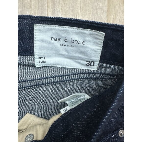 Rag & Bone Fit 2 Slim Stretch Jeans Men’s Sz 30 X 28 Dark Wash Straight Leg EUC - Picture 2 of 6